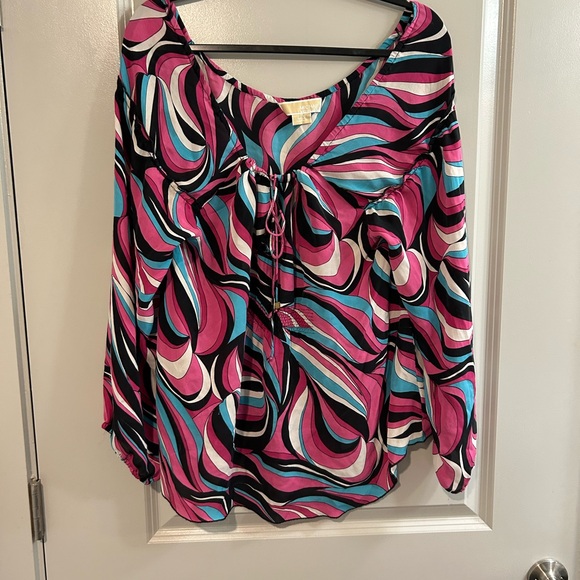 MICHAEL Michael Kors Tops - MICHAEL Michael Kors Pink and Blue Swirl Blouse